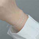 S925 Sterling Silver Sparkling Bracelet Double Layered Strap Banquet Jewelry
