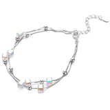 S925 Sterling Silver Sugar Cube Beads Double-deck Bracelet