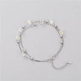 S925 Sterling Silver Sugar Cube Beads Double-deck Bracelet