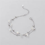 S925 Sterling Silver Sugar Cube Beads Double-deck Bracelet