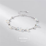S925 Sterling Silver Sugar Cube Beads Double-deck Bracelet