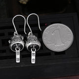 Fortunate Cat Dangle Earrings S925 Sterling Silver 26x12.5mm