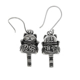 Fortunate Cat Dangle Earrings S925 Sterling Silver 26x12.5mm