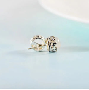 S925 Silver Ethnic Lace Chalcedony Earrings