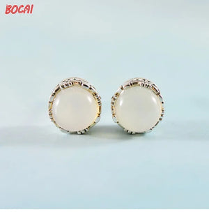 S925 Silver Ethnic Lace Chalcedony Earrings