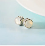 S925 Silver Ethnic Lace Chalcedony Earrings