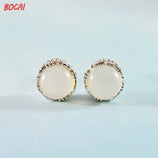 S925 Silver Ethnic Lace Chalcedony Earrings
