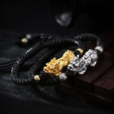 Real S999 Silver Hand-woven 3D Hard Silver Retro Ethnic Style Bracelets