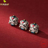 3D Hard Silver Enamel Lucky Lion Spacer Beads for DIY Jewelry Making