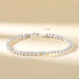 S999 Sterling Silver Crushed Stone Chain Bracelet For Women