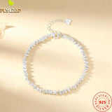 S999 Sterling Silver Crushed Stone Chain Bracelet For Women