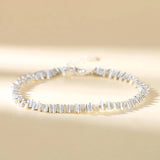 S999 Sterling Silver Crushed Stone Chain Bracelet For Women