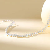 S999 Sterling Silver Crushed Stone Chain Bracelet For Women