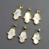 Sea Shell Fatima Hand Pendant Mother of Pearl HAMSA Charms
