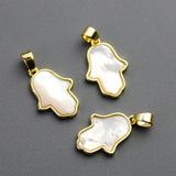 Sea Shell Fatima Hand Pendant Mother of Pearl HAMSA Charms