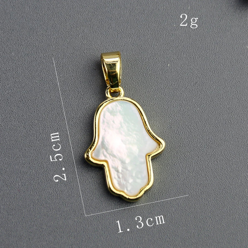 Sea Shell Fatima Hand Pendant Mother of Pearl HAMSA Charms