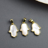 Sea Shell Fatima Hand Pendant Mother of Pearl HAMSA Charms