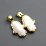 Sea Shell Fatima Hand Pendant Mother of Pearl HAMSA Charms