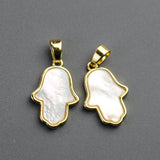 Sea Shell Fatima Hand Pendant Mother of Pearl HAMSA Charms
