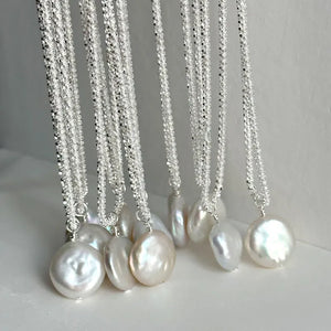 925 Silver Necklace Baroque Pearl Pendant Jewelry