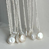 925 Silver Necklace Baroque Pearl Pendant Jewelry