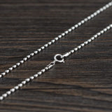Retro Beads Chain Necklace Woman S925 Sterling Silver Classical Round Necklace