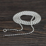 Retro Beads Chain Necklace Woman S925 Sterling Silver Classical Round Necklace