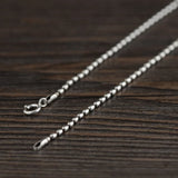 Retro Beads Chain Necklace Woman S925 Sterling Silver Classical Round Necklace