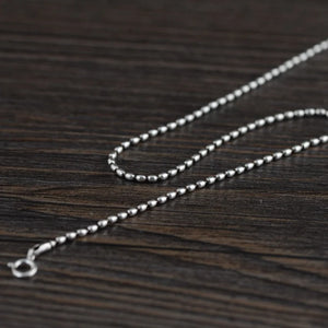Retro Beads Chain Necklace Woman S925 Sterling Silver Classical Round Necklace