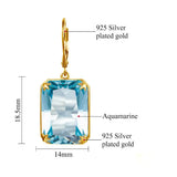 Silver 925 Women's Aquamarine Earrings Plated Fine Jewelry