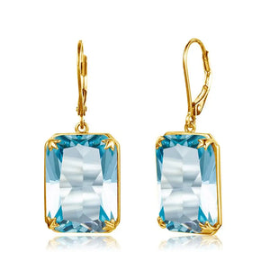 Silver 925 Women's Aquamarine Earrings Plated Fine Jewelry