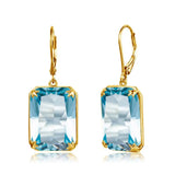 Silver 925 Women's Aquamarine Earrings Plated Fine Jewelry