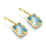 Silver 925 Women's Aquamarine Earrings Plated Fine Jewelry