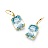 Silver 925 Women's Aquamarine Earrings Plated Fine Jewelry