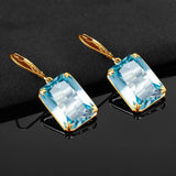 Silver 925 Women's Aquamarine Earrings Plated Fine Jewelry