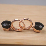 Real Silver 925 Dangle Earrings Agate 18K Rose Plated Huggie 23*12mm