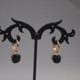 Real Silver 925 Dangle Earrings Agate 18K Rose Plated Huggie 23*12mm