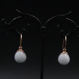 Real Silver 925 Dangle Earrings Light Jadeite Ball 18K Plated National Style