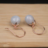 Real Silver 925 Dangle Earrings Light Jadeite Ball 18K Plated National Style