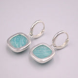 Real Silver 925 Drop Earrings Aquamarine Amazonite Ball Hook