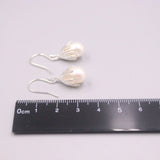 Silver 925 Drop Earrings with Natural Pearl Ball Hook Gift