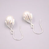 Silver 925 Drop Earrings with Natural Pearl Ball Hook Gift