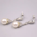 Real Silver 925 Drop Earrings Mother of Pearl Bohemian Zircon Shine