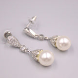 Real Silver 925 Drop Earrings Mother of Pearl Bohemian Zircon Shine