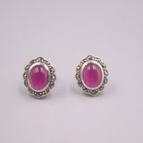 Silver 925 Red Chalcedony Zircon Stud Earrings