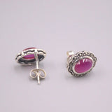 Silver 925 Red Chalcedony Zircon Stud Earrings