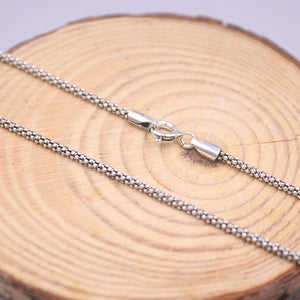 Real Silver 925 Popcorn Chain Necklace 1.8mmW Retro Jewelry Chain 50cmL
