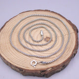 Real Silver 925 Popcorn Chain Necklace 1.8mmW Retro Jewelry Chain 50cmL