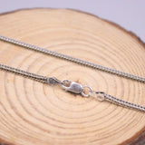 Real Silver 925 Necklace Square Wheat Chain 1.8mmW 55cmL