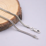 Real Silver 925 Necklace Square Wheat Chain 1.8mmW 55cmL